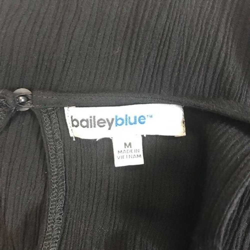 Bailey Blue Womens Black Gauze Embroidered Strap Sleeve Tunic Dress Size M - Picture 7 of 7